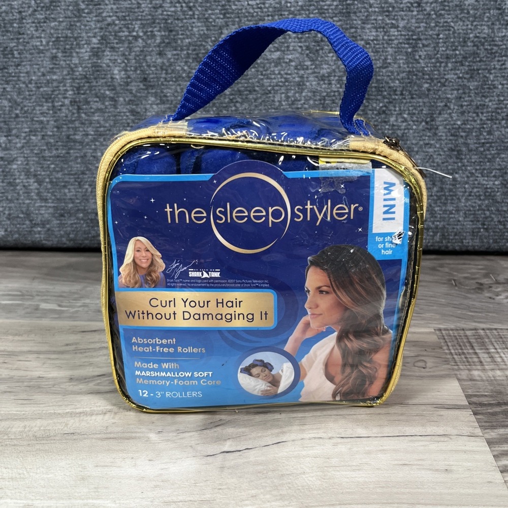 The Sleep Styler Mini Heat-Free Hair Rollers Set 12 Rollers Case & Instructions